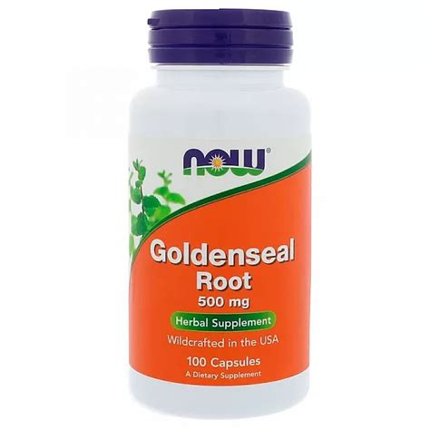 Гидрастис (желтокорень) (Goldenseal Root) 500 мг 100 капсул NOW Foods ...