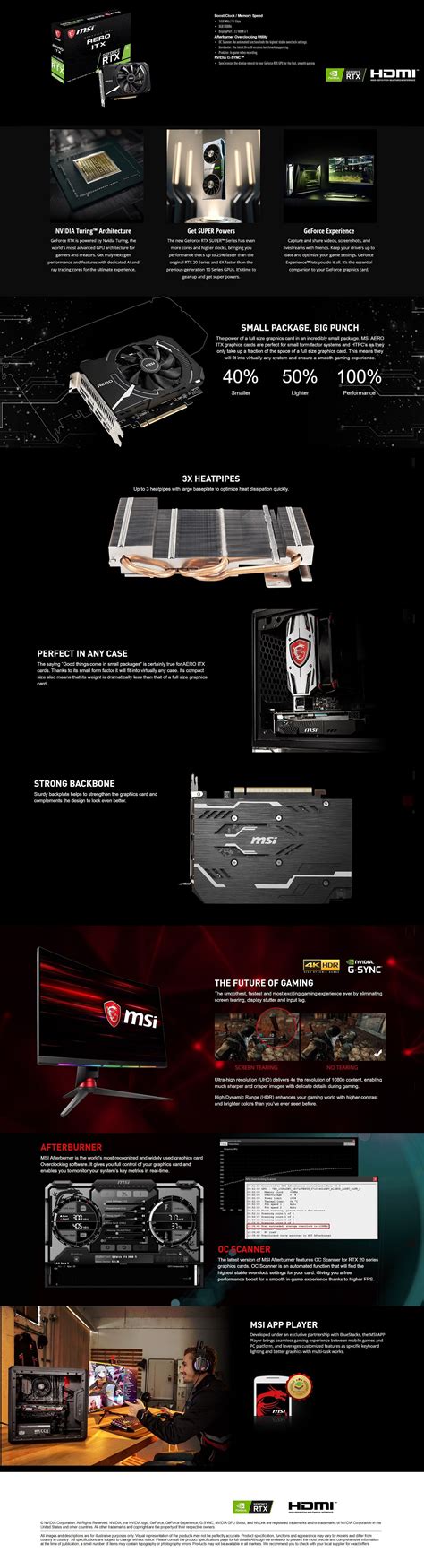 MSI AERO ITX GeForce RTX 2060 Super 8G Graphics Card