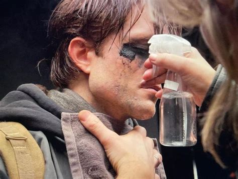 Robert Pattinson With The Batman Eye Makeup Via The Batman Genesis