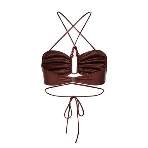Magda Butrym Bandeau Bikini Women Brown Flannels