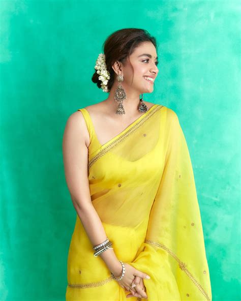 Keerthy Suresh Hot Photos In Sleeveless Transparent Saree Glamsundari In