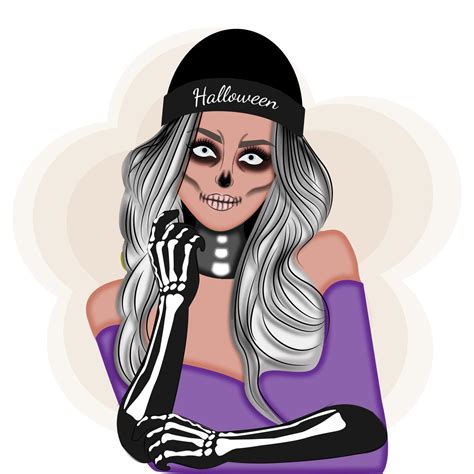 Halloween makeup art, fashion, stylish girl image , vector illustration ...