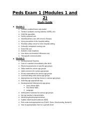 Peds Exam Study Guide Docx Peds Exam Modules And Study