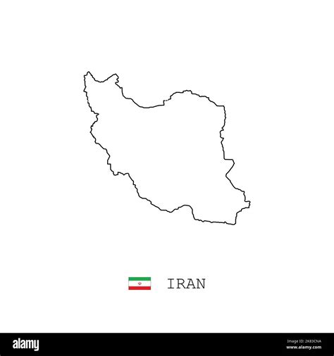 Iran Vector Map Outline Line Linear Iran Black Map On White