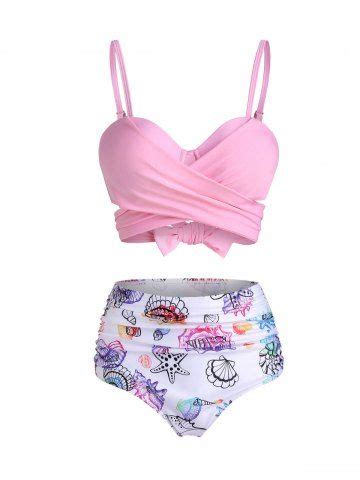 Shell Starfish Print Tie Dye Padded Bikini Set 73 OFF Rosegal