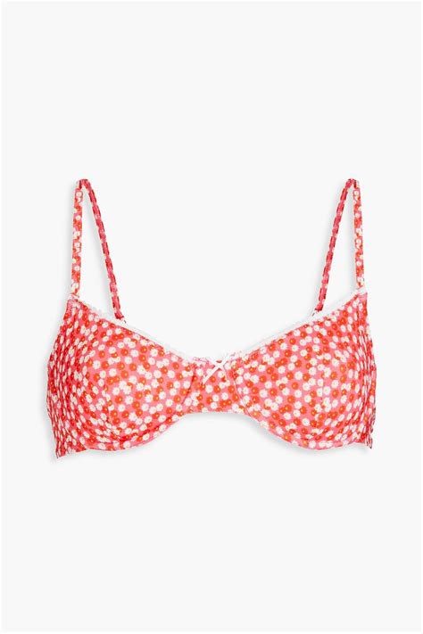 SOLID STRIPED Floral Print Underwired Bikini Top THE OUTNET
