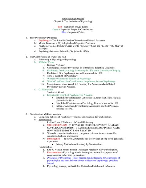 Doc. AP Psych Ch. 01 Outline - AP Psychology Outline Chapter 1: The