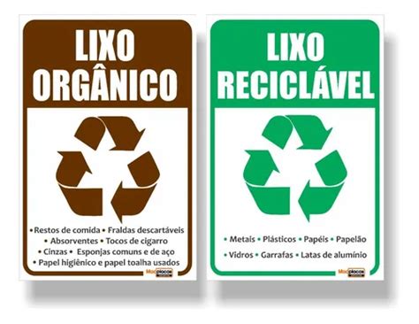 Lixo Organico E Reciclavel - Placa Lixo Orgânico E Reciclável 20x30 Cm 20 Unidades | Parcelamento ...