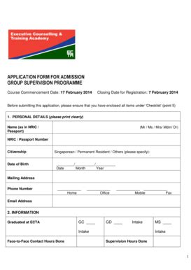 Fillable Online Ecta Edu Application Form For Admission Group