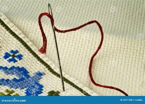 Embroidery with needle stock photo. Image of sewing, hobby - 3411708