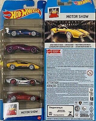 HOT WHEELS MOTOR Show 5 Pack 2016 GT Race Lamborghini Countach Pace Car 2022 New 13 08