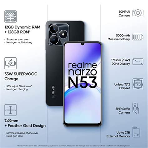 Realme Narzo N53 Feather Black 128 Gb 6 Gb Ram