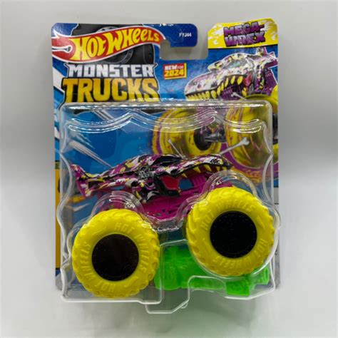 Hot Wheels Monster Trucks Mega Wrex Camo Crashers Pink Yellow Dinosaur Dino Scale Hotwheels