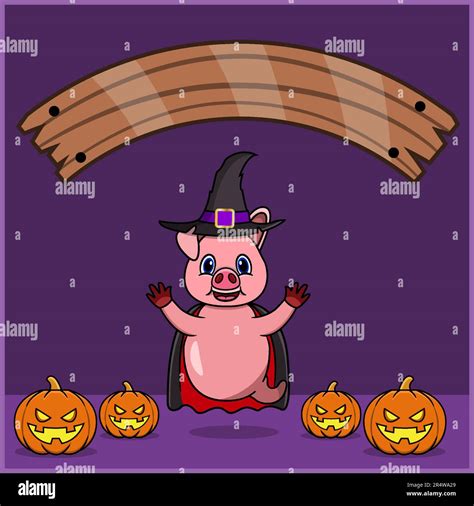 Cute Pig Animal wearing Vampire Halloween Custome, With Blank Space ...