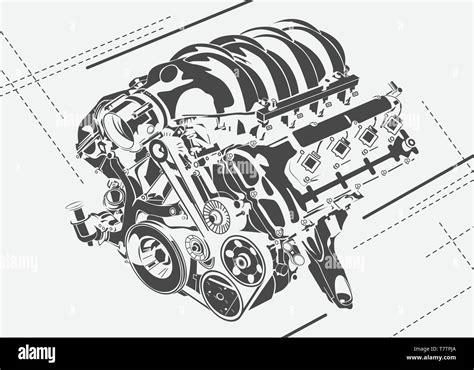 Vector High Detailed Illustration Of Car Engine Stock Vector Image