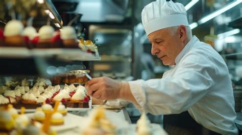 Premium Ai Image Pastry Chef In A Bakery Creating Visually Stunning Desserts