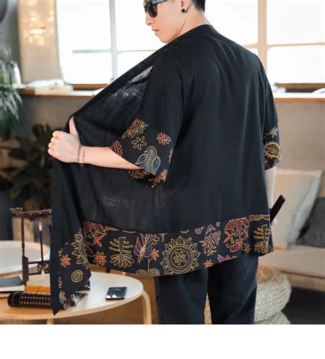 Мужское кимоно из лен и полиэстера EASTQUEEN KK001 | AliExpress