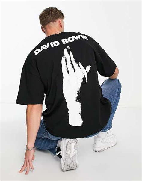 Topman Extreem Oversized T Shirt Met Bowie Handprint Op De Voor En Achterkant In Zwart Asos