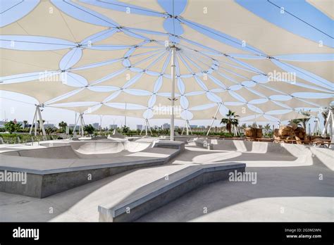 March 26 2021 Abu Dhabi Uae Empty Skating Park In Yas Island Abu