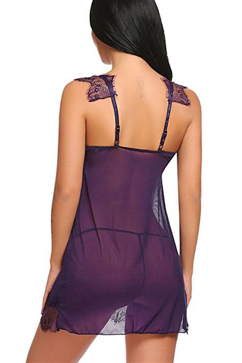 Women Sexy Lingerie Lace Babydoll Nightdress Lace Chemise V Neck Sleepwear Ebay