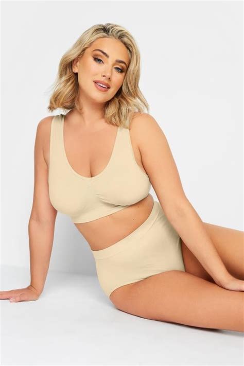 YOURS Plus Size Nude Seamless Padded Non Wired Bralette Yours Clothing