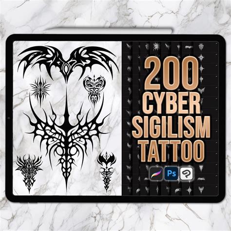 cyber sigilism tattoo stencil designs  symbolic ink