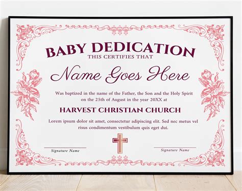 Editable Certificate Of Dedication For Girls Baby Dedication Etsy Artofit