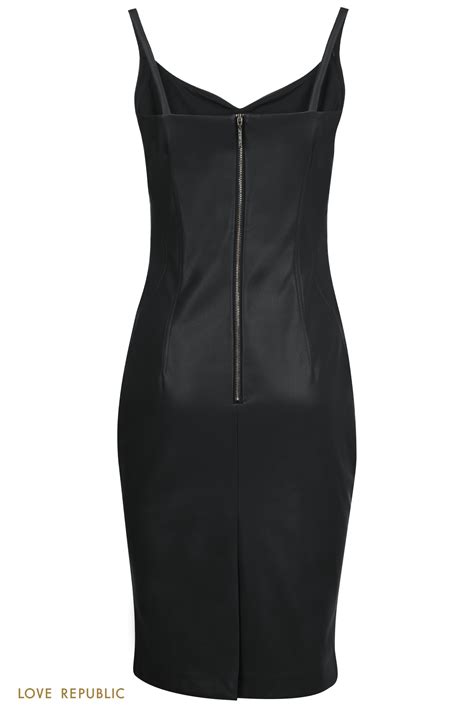 Открытое черное платье-футляр из искусственной кожи 01510850536-50 ...