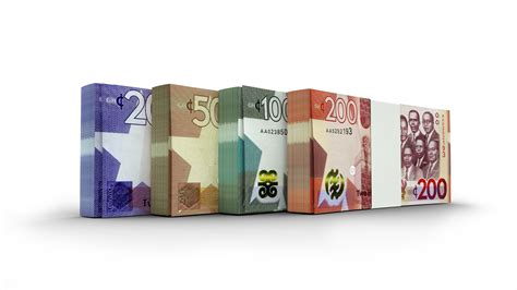 3d Rendering Of Stacks Of Ghanaian Cedi Notes In Various Denominations