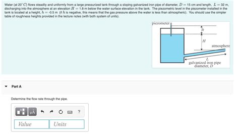 Solved Water At 20C Flows Steadily And Uniformly From A Chegg