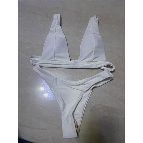 Deep V Solid Bikini Two Piece Swimsuit Sexy Brazilian Bikini Beach Wear Shopee Philippines