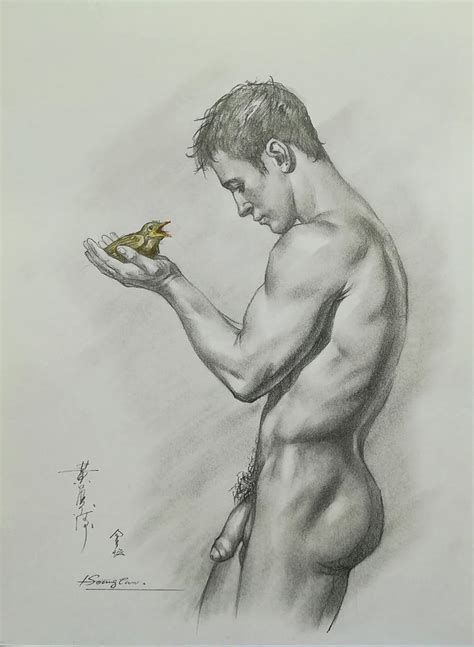 Pencil Drawing Male Nude A Nestling Drawing By Hongtao Huang Pixels Merch