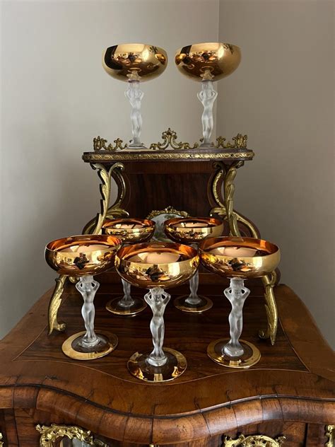 Set Of Vintage Bayel Bacchante Frosted Nude Champagne Coupes Etsy