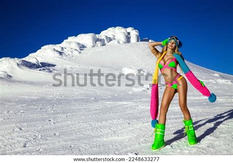 Sexy Girl Colorful Bikini Winter Hat Stock Photo 2248633277 Shutterstock