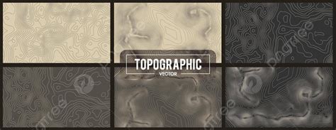 Topographic Contour Maps With Elevation And World Geography Vector