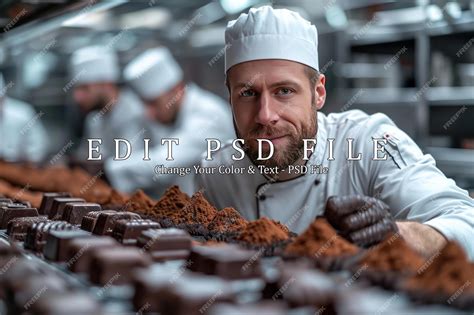 Premium PSD | Male master chef chocolatier working in artisanal ...