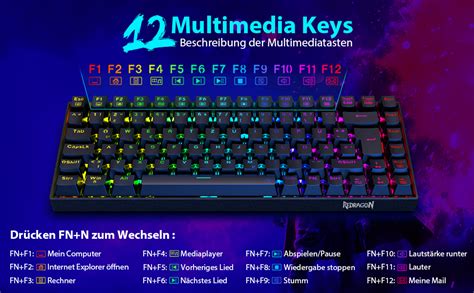 Redragon Mechanische Gaming Tastatur Rgb Mechanische Tastatur Mit Hot Swappable Rote Linear