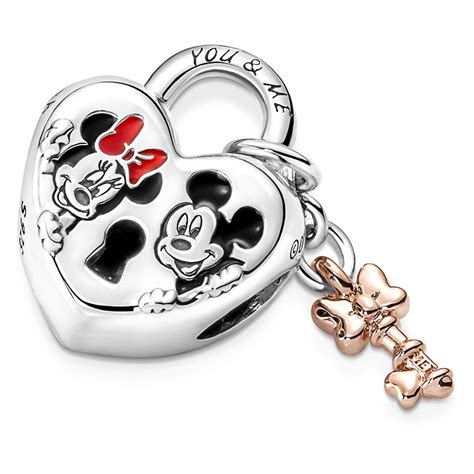 Disney Pandora Charm Mickey And Minnie Mouse Heart Padlock