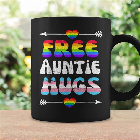 Free Auntie Hugs Lgbt Gay Lesbian Pride Month Rainbow Flag Coffee Mug Mazezy DE