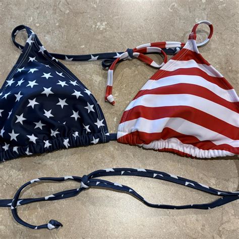 Stars And Stripes String Bikini Top Size Depop