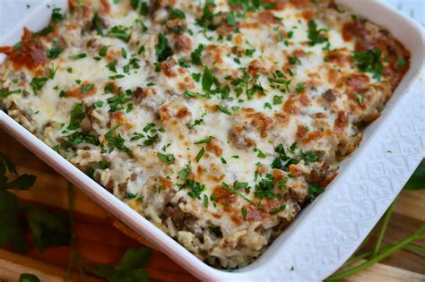 Cheesy Hamburger and Rice Casserole - Slice of Jess