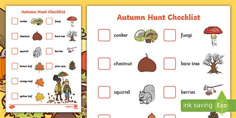 Autumn Checklist Autumn Hunt Primary Resources Twinkl