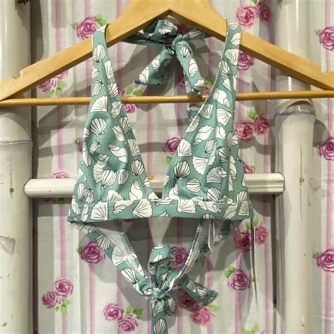 Bnwt Oliva Bonas Womens Size Mint Green Seashell Bikini Top And Pants Two Piece Set Swimwear