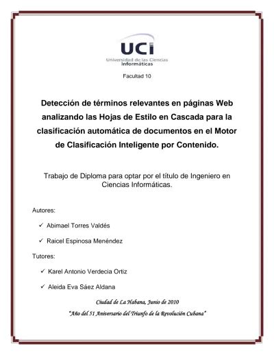 Deteccion De Terminos Relevantes En Paginas Web Analizando Las Hojas De