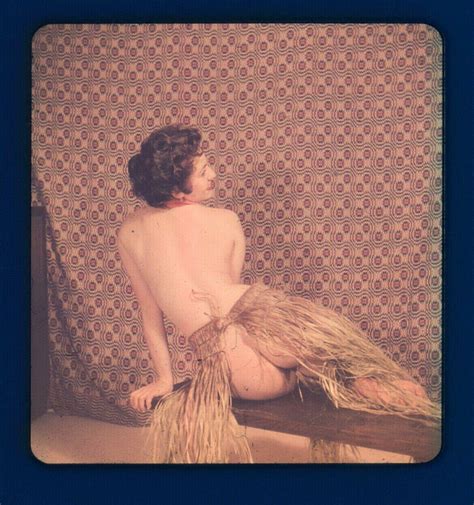 Vintage Risque Nude Model Pin Up Metal Glass D Color Stereo Slide Frederic Shaw