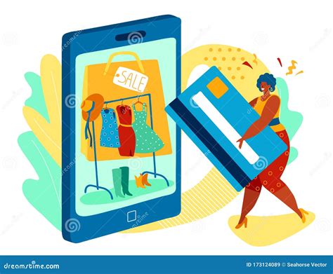 Mujer Comprando En Línea En Tienda De Ropa De Moda Tarjeta De Crédito