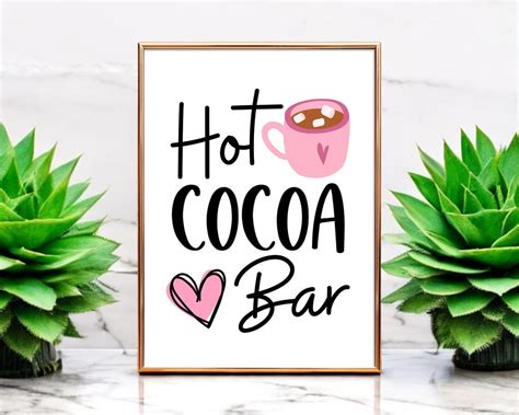 Printable Hot Cocoa Bar Sign Valentines Day Sign Valentines Day Decor Holiday Sign Digital