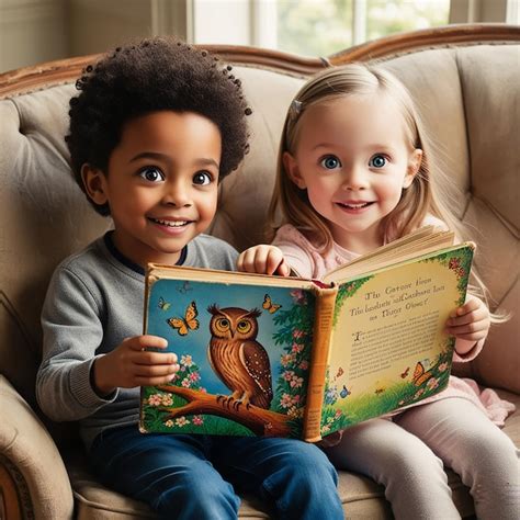 Ler Um Livro Infantil - Crianças bonitas a ler um livro. | imagem Premium gerada com IA