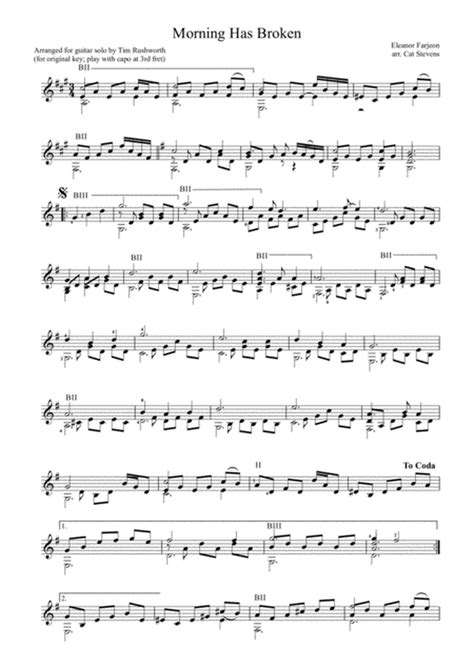 Morning Has Broken By Cat Stevens Guitar Solo Digital Sheet Music Sheet Music Plus