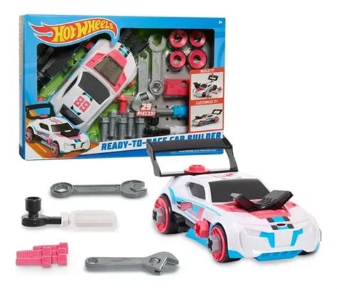 Conjunto Construtor Carros Prontos Para Corrida Hot Wheels Cor Branco Frete grátis